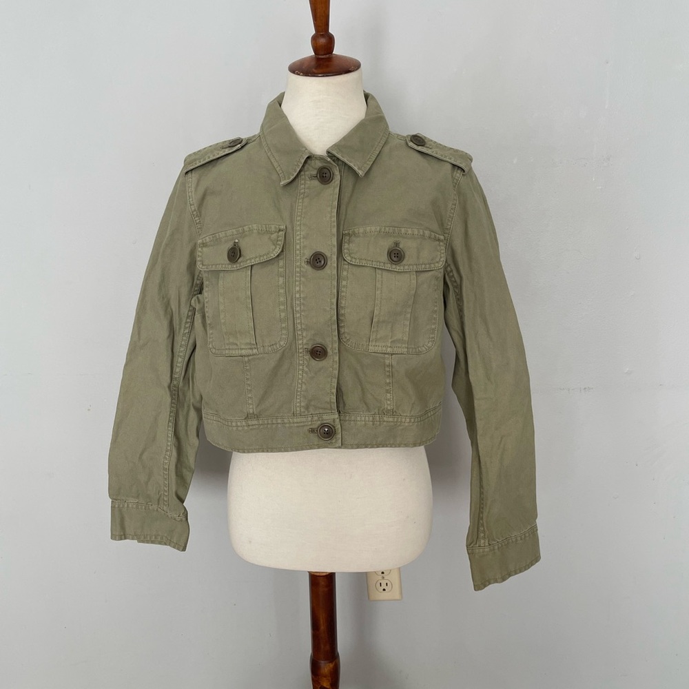 J. Crew Olive Green Cropped Jacket, Size Medium